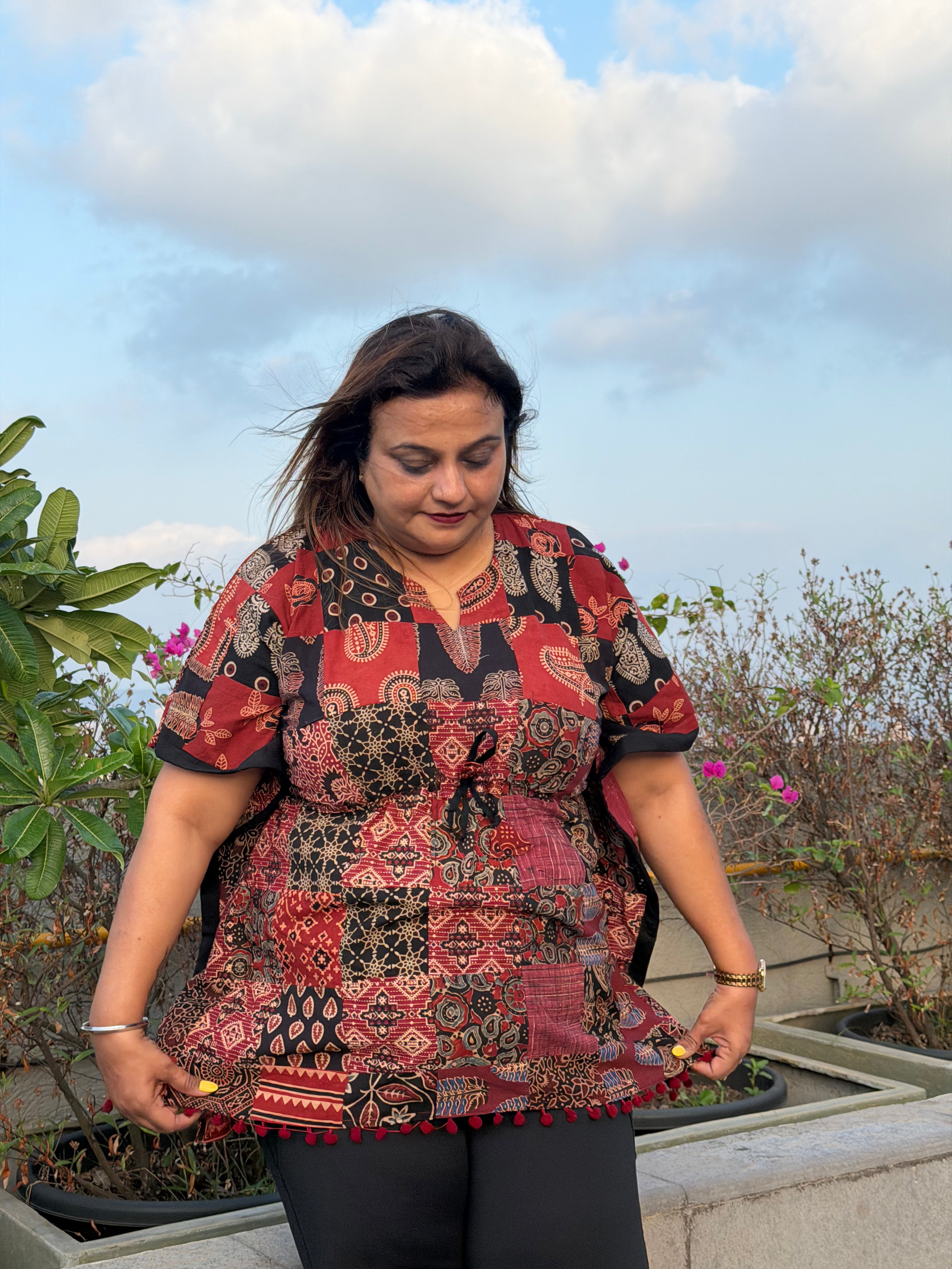 Kaveri Patchwork Print Free Size Kaftan