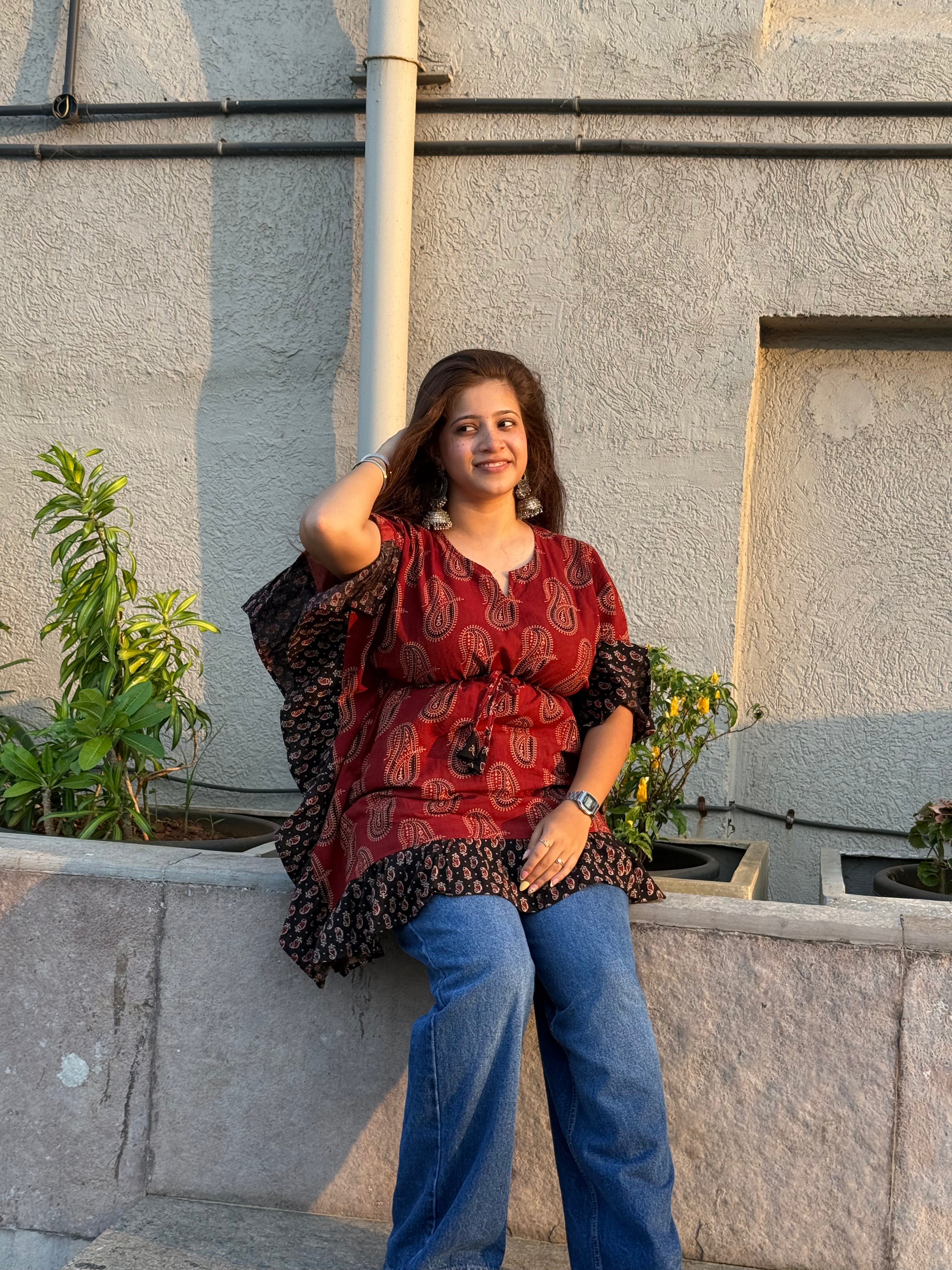 Kaveri Patchwork Print Free Size Kaftan